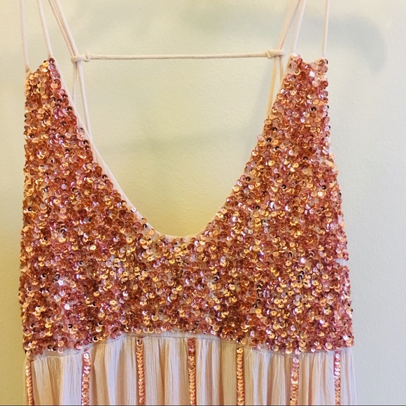 Free People Rose Gold Sequin Dress - NWOT - Picture 2 of 4
